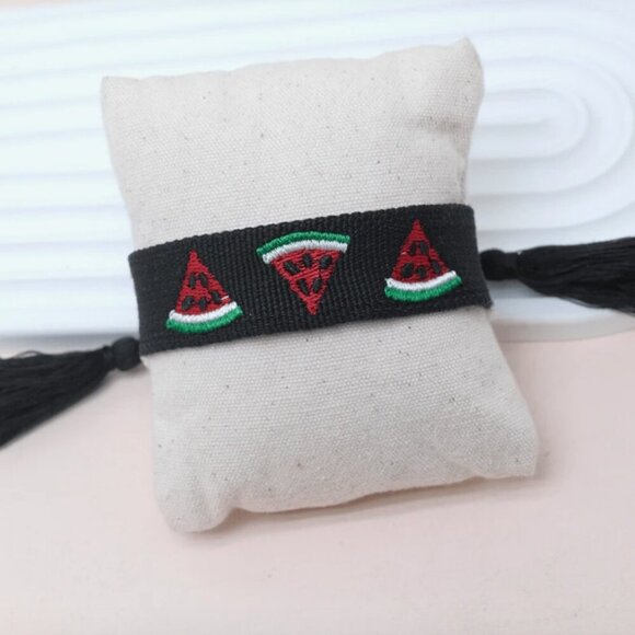 Embroidered Watermelon Bracelet Handmade Woven - Picture 5 of 6